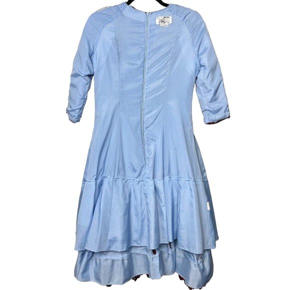 Miri New York Fit Flare Dress Blue Burgundy Floral Lace Overlay Size 6 - Picture 8 of 14